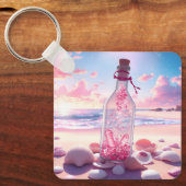 Porte-clés Bouteille flottante romantique transparente (Recto)