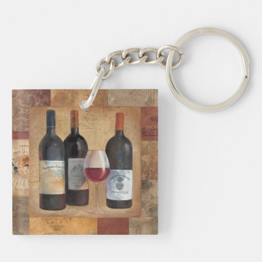 Porte-clés Bouteilles de vin avec le verre (Dos)