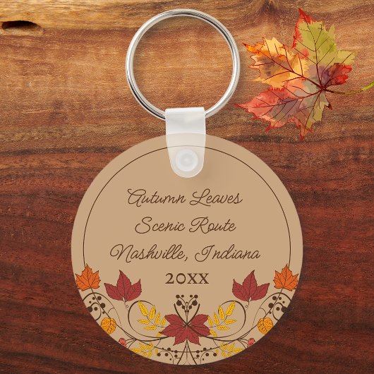 Porte-clés Boutique cadeaux Souvenir Automne Feuilles Texte P