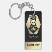 Porte-clés Boutique de coiffeur professionnel noir&or (Devant gauche)