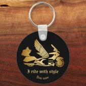 Porte-clés Bouton avec goldwing moto (Recto)