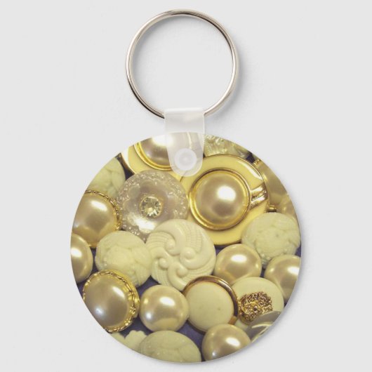 Porte-clés Bouton blanc élégant Collage (Recto)