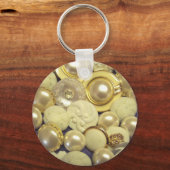 Porte-clés Bouton blanc élégant Collage (Recto)