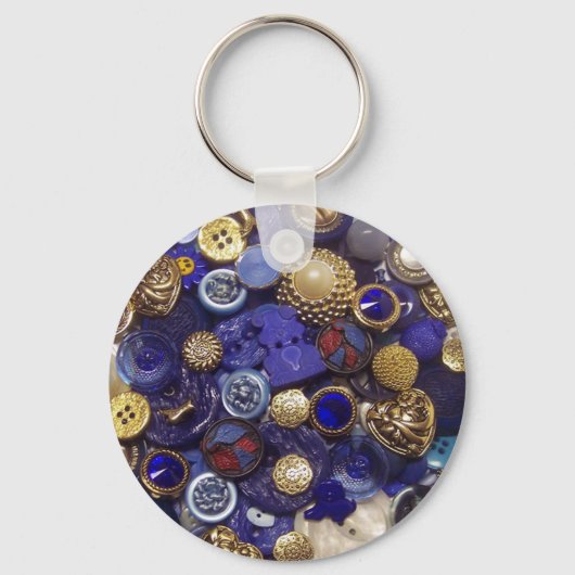 Porte-clés Bouton bleu foncé Collage (Recto)