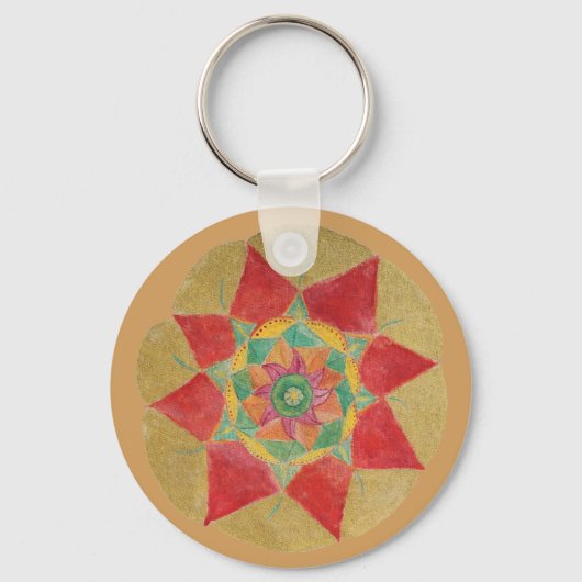 Porte-clés Bouton Clé du bouton de l'étoile Mandala (Recto)