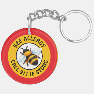 Porte-clés Bouton d'alerte d'allergie grave aux abeilles
