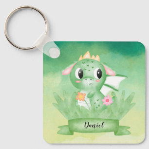 Porte-clés Bouton d'aquarelle Bébé mignon Dragon Bouton de to