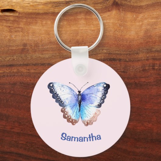 Porte-clés Bouton d'aquarelle jolie avec nom Numéro de téléph (Recto)