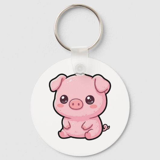 Porte-clés bouton de bébé cochon mignon (Recto)