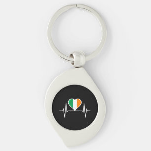 Porte-clés Bouton de coeur du drapeau irlandais