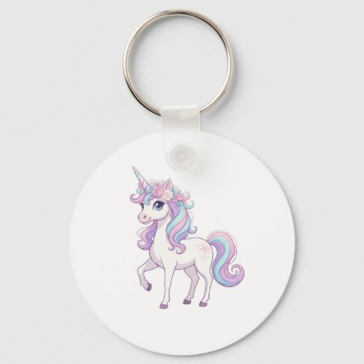 Porte-clés Bouton de fête licorne (Recto)