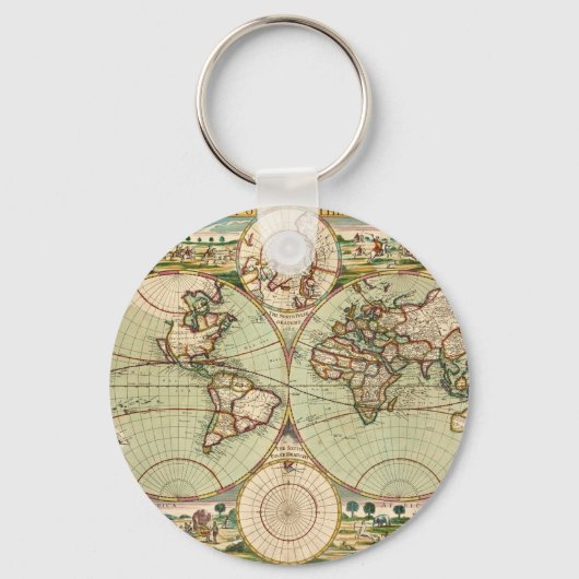 Porte-clés Bouton de la carte de l'ancien général du monde Po (Recto)