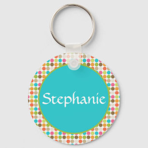 Porte-clés Bouton de Porte - clé Bouton Bleu Polka Point Pers