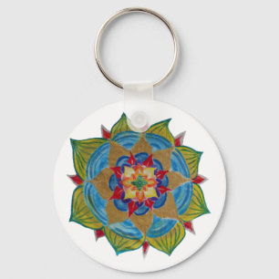 Porte-clés Bouton de touche de base de la fleur Mandala