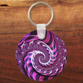 Porte-clés Bouton d'illusion de spirale rose et noire (Recto)