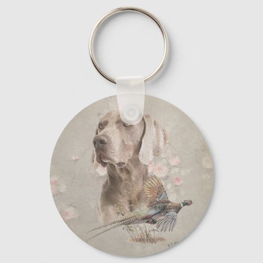 Porte-clés Bouton d'impression acrylique Weimaraner Tapestry (Recto)