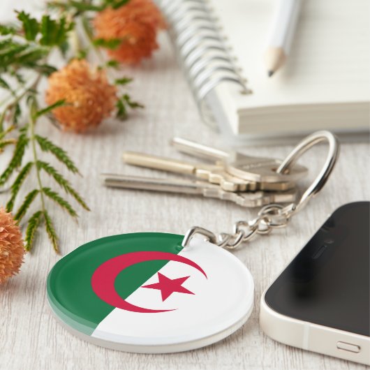 Porte-clés Bouton Drapeau Algérie (Devant droit)