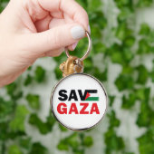 Porte-clés Bouton Enregistrer GAZA avec drapeau palestinien c (Main)