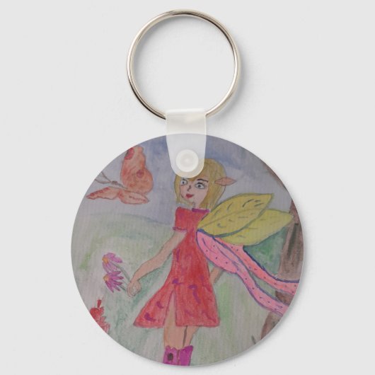 Porte-clés Bouton fée papillon Bouton de touche (Recto)