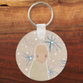 Porte-clés Bouton fleurs bleues (Recto)