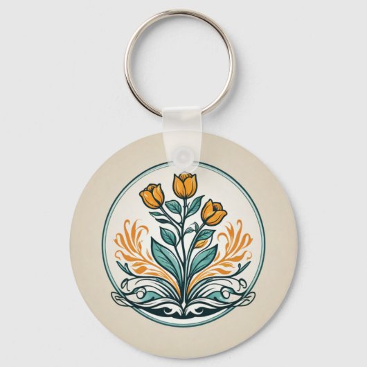 Porte-clés Bouton Floral orange (Recto)