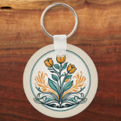 Porte-clés Bouton Floral orange (Verso)