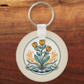 Porte-clés Bouton Floral orange (Recto)