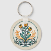 Porte-clés Bouton Floral orange (Verso)