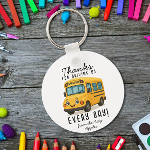 Porte-clés Bouton Merci conducteur de bus scolaire, conduite