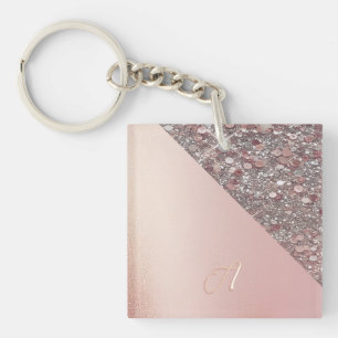 Porte-clés Bouton Monogramme Élégant en Or Rose