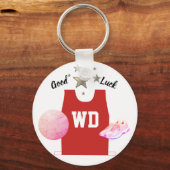 Porte-clés Bouton Netball Couleur Personnalisée (Recto)