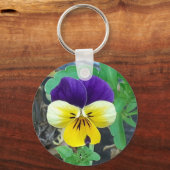 Porte-clés Bouton Pansy Violet et Jaune (Recto)