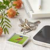 Porte-clés Bouton peint (Passerina ciris) Homme Perché (Côté)