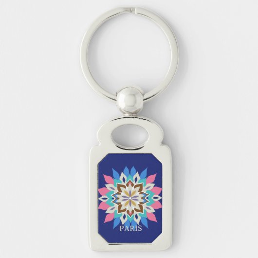 Porte-clés Bouton Rectangle Blue Bayou (Devant)