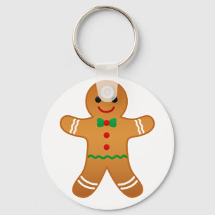 Porte-clés Bouton rond de base de Noël Gingerbread Man Gifts