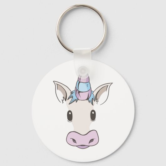 Porte-clés bouton visage licorne (Recto)