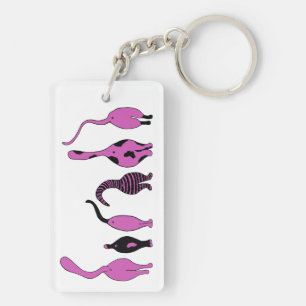 Porte-clés Boutons de chat violet