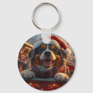 Porte-clés Bouviers des Flandres Chien Montagnes Russes Noël