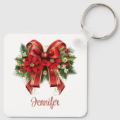 Porte-clés Bow de Noël Festif Rouge et Or (Dos)
