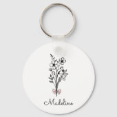 Porte-clés Bow rose Floral Personnalisé Pour Bridesmaid (Recto)