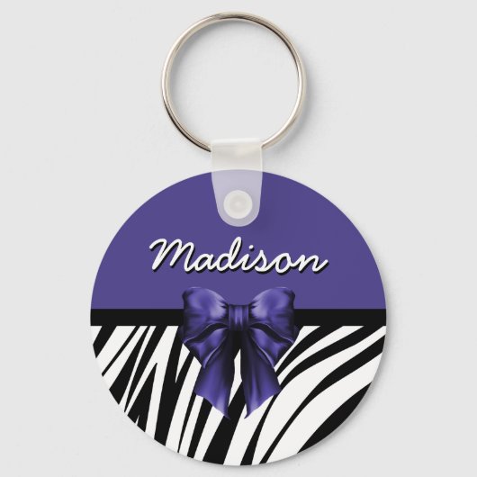 Porte-clés Bow Zebra noir et violet (Recto)