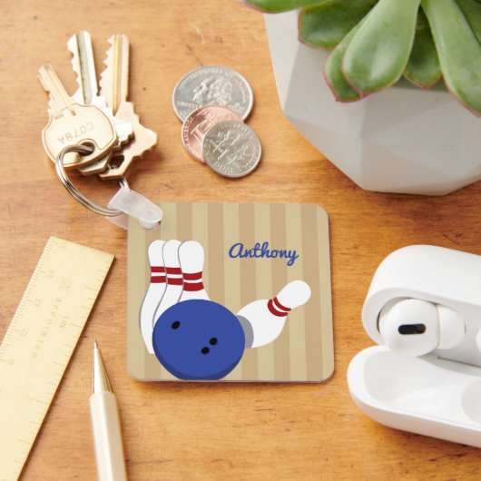 Porte-clés Bowling Ball et Pins Personnalisé (Bureau)