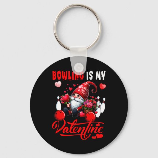 Porte-clés Bowling Est Mon Coeur Gnome De Saint Valentin (Recto)