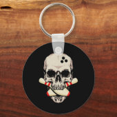 Porte-clés Bowling Pins Retro Skull Skeleton Head Bowling Bal (Recto)