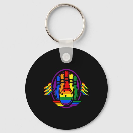 Porte-clés Bowling Rainbow Drapeau Lgbt-q Gay pride Cool Ally (Recto)