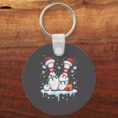 Porte-clés Bowling Santa Hat Funny Christmas Long Sleeve (Recto)