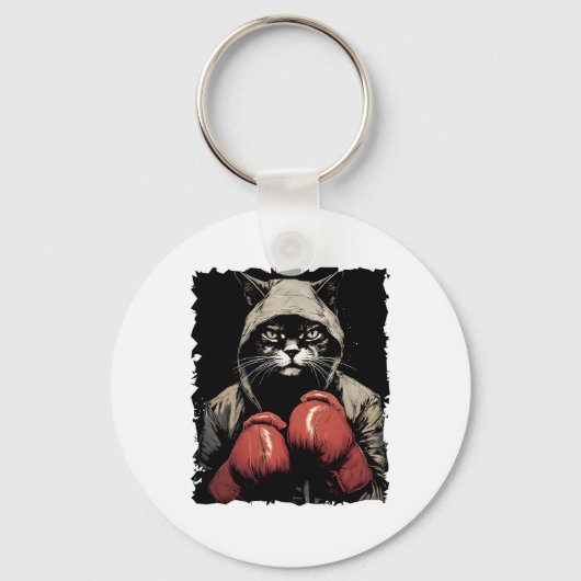 Porte-clés Boxe De Chat Avec Gants Et Boxer De Chat Uniforme (Recto)