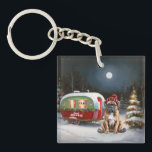 Porte-clés Boxe d'hiver Caravan Christmas Adventure<br><div class="desc">Laissez-vous tenter par la magie d'une nuit d'hiver enneigée alors qu'une caravane glisse gracieusement à travers le paysage illuminé par la lune. La beauté sereine de la neige scintillante et l'éclat enchanteur de la lune créent une scène captivante, promettant une aventure de Noël inoubliable remplie de chaleur, de joie et...</div>