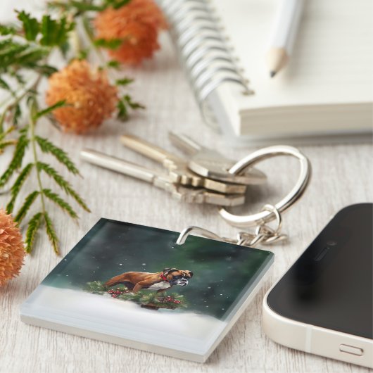 Porte-clés Boxe neige de Noël hiver (Devant Droit)