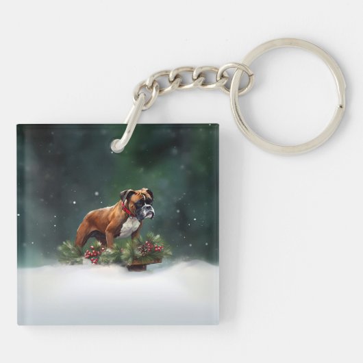 Porte-clés Boxe neige de Noël hiver (Dos)